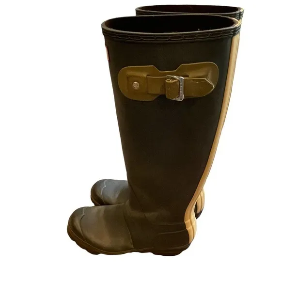 Hunter Women's Black Original Contrast Knee High Rain Boots Size US 5