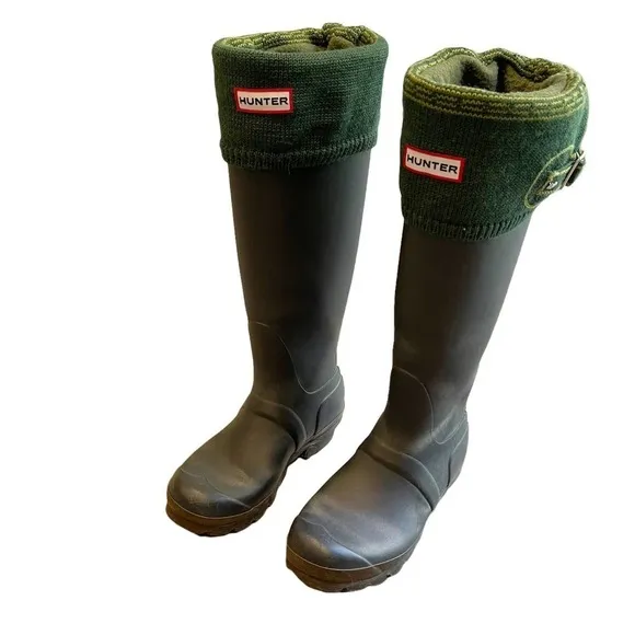 Hunter Women's Black Original Contrast Knee High Rain Boots Size US 5