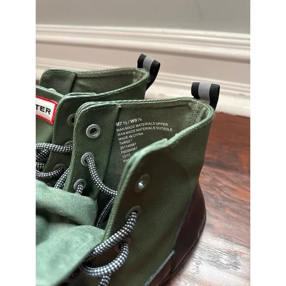 Hunter x Target Women's Size 9.5 Men’s 7.5 Green Canvas / Black Rubber Ankle Rai
