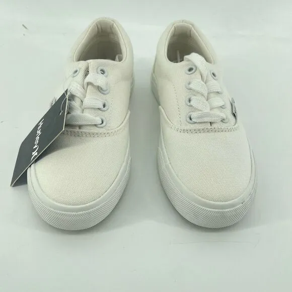 Hurley Marley White Canvas Low Top Sneakers Size 1 Unisex Kids Lace Up Shoes