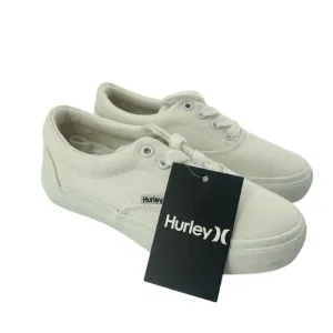 Hurley Marley White Canvas Low Top Sneakers Size 1 Unisex Kids Lace Up Shoes