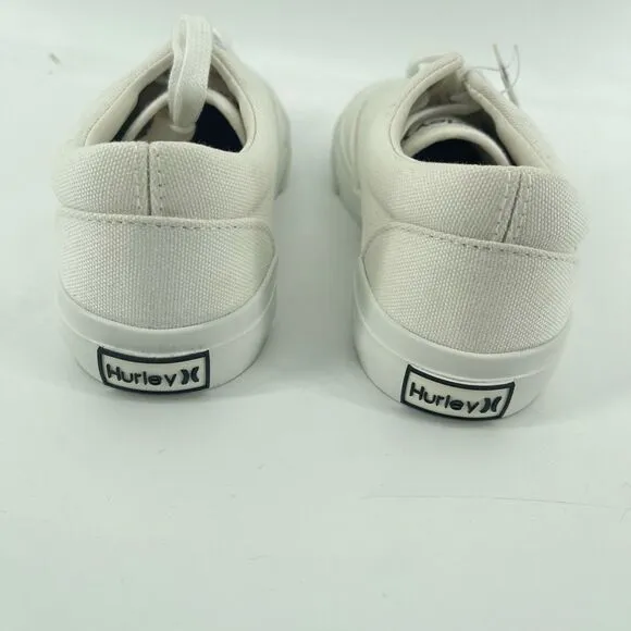 Hurley Marley White Canvas Low Top Sneakers Size 1 Unisex Kids Lace Up Shoes