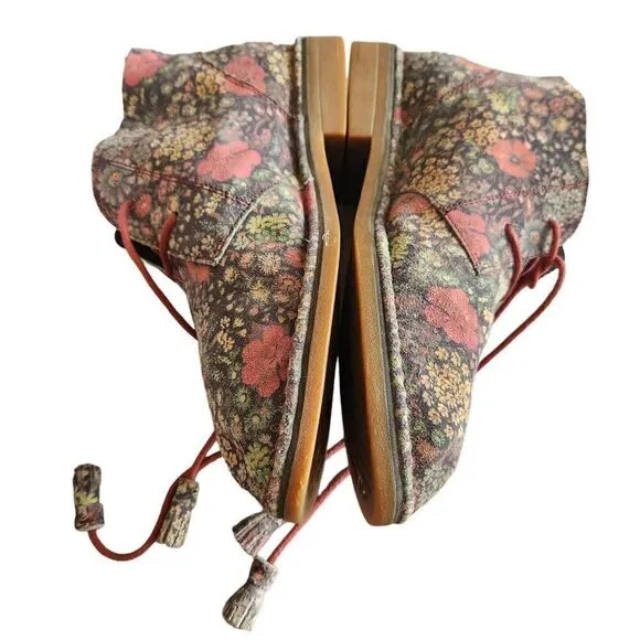 Hush Puppies Suede Women's 10 Floral Ankle Tassel Boots