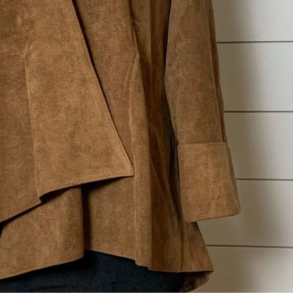IC by Connie K Faux Suede Vegan Leather asymmetrical Jacket Artsy Boxy Small