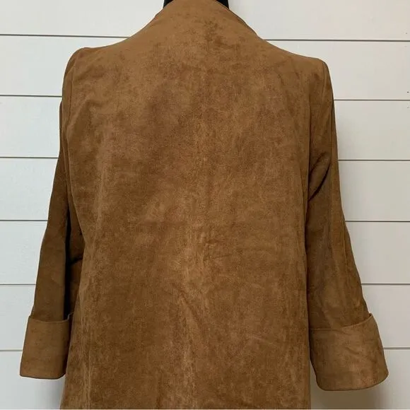 IC by Connie K Faux Suede Vegan Leather asymmetrical Jacket Artsy Boxy Small