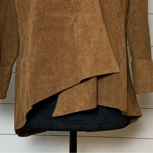 IC by Connie K Faux Suede Vegan Leather asymmetrical Jacket Artsy Boxy Small
