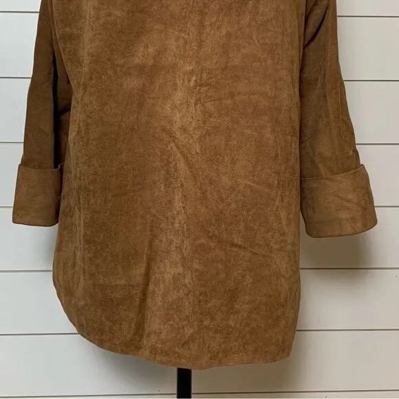 IC by Connie K Faux Suede Vegan Leather asymmetrical Jacket Artsy Boxy Small
