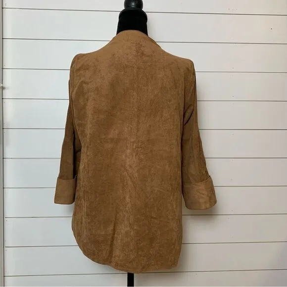 IC by Connie K Faux Suede Vegan Leather asymmetrical Jacket Artsy Boxy Small
