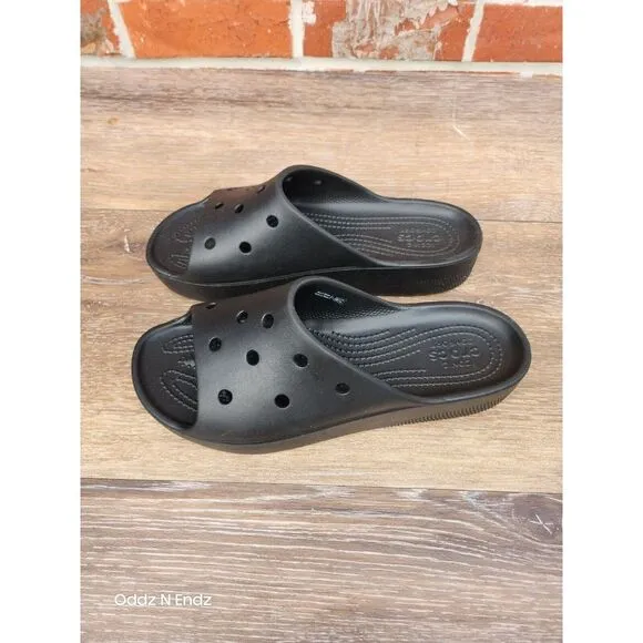Iconic Crocs Comfort Black Unisex Slide Sandals Rubber Slip-Resistant Size‎ 9