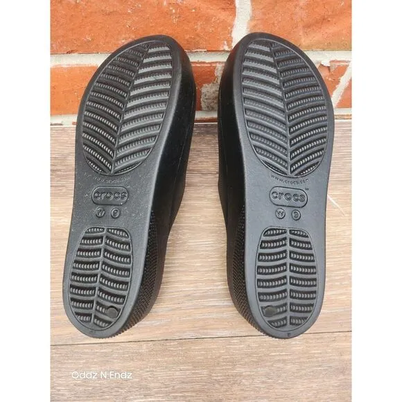 Iconic Crocs Comfort Black Unisex Slide Sandals Rubber Slip-Resistant Size‎ 9