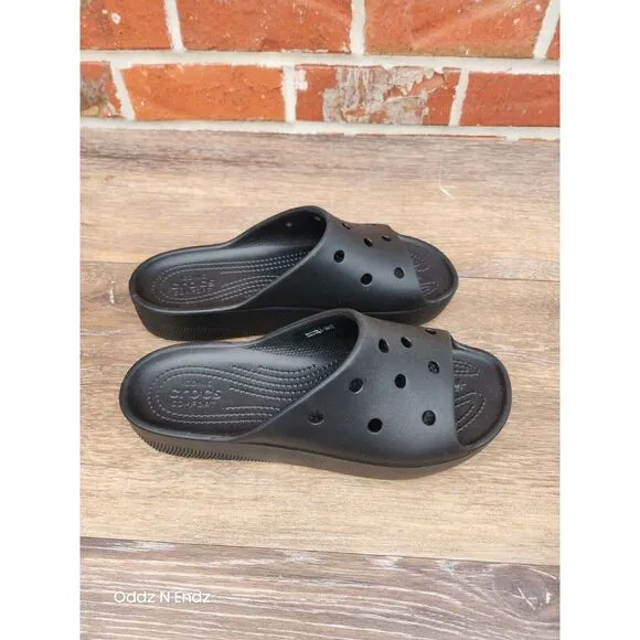 Iconic Crocs Comfort Black Unisex Slide Sandals Rubber Slip-Resistant Size‎ 9