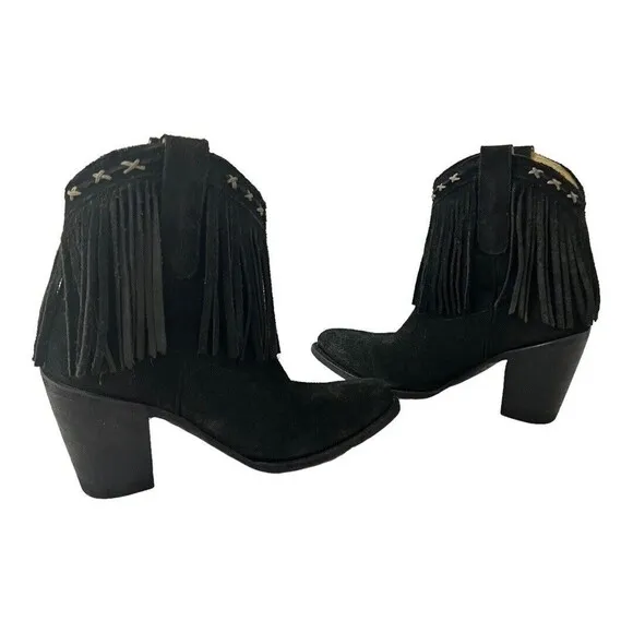 Idyllwind Miranda Lambert Womens Boots Size 8 Black Suede Heeled Western Fringe