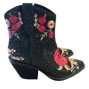 I.N.C. International Concepts Women's Jersey Cowboy Booties Black Flower 5.5
