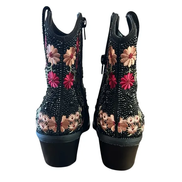 I.N.C. International Concepts Women's Jersey Cowboy Booties Black Flower 5.5