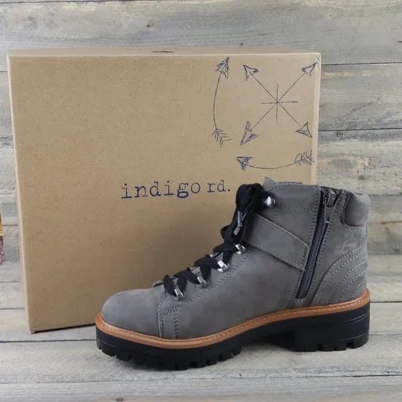 Indigo rd. IrBIS Ankle Boots Gray Lace up/zipper