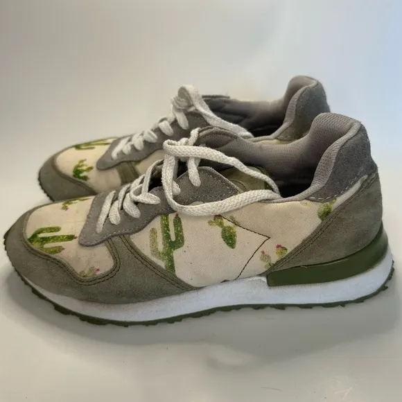 Inkkas Prickly Pear Jogger Shoes Ladies Size Women's Size 8 Cactus Green Leather