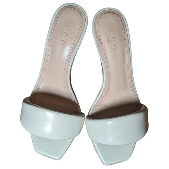 IRO Paris YOLANDA Leather MULES SANDALS Cream Lambskin sz 36 US 5.5 $375