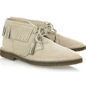 J Crew Fringed Macalister Suede Boot Tassel Laces Grey Tan Size 9 NWOB