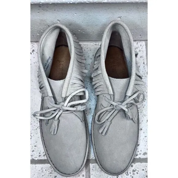 J Crew Fringed Macalister Suede Boot Tassel Laces Grey Tan Size 9 NWOB