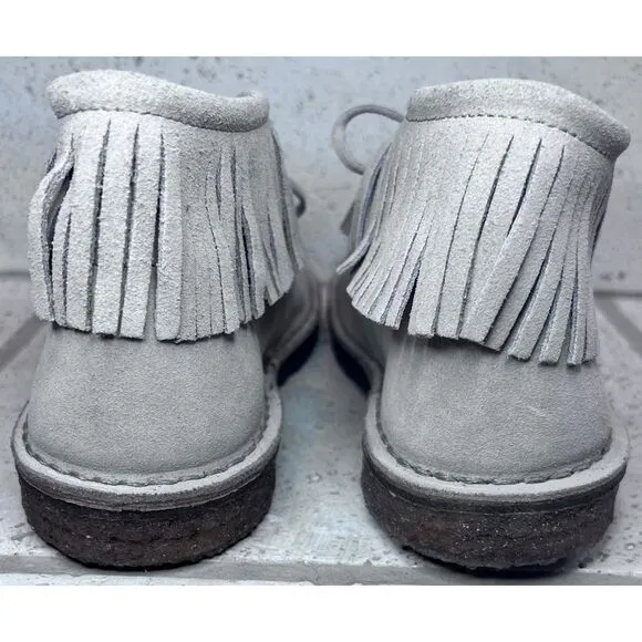 J Crew Fringed Macalister Suede Boot Tassel Laces Grey Tan Size 9 NWOB