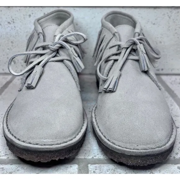 J Crew Fringed Macalister Suede Boot Tassel Laces Grey Tan Size 9 NWOB