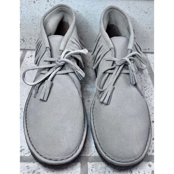 J Crew Fringed Macalister Suede Boot Tassel Laces Grey Tan Size 9 NWOB