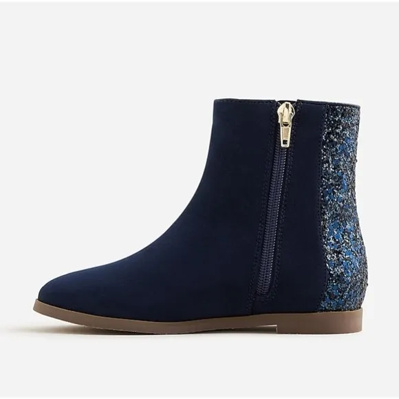 J Crew Girls' zip-up boots with glitter back BU102
