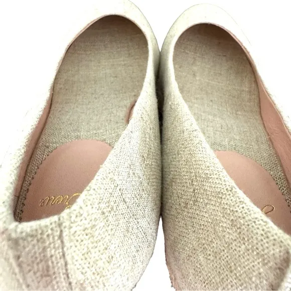 J. Crew Seville Metallic Gold Canvas Wedge Leather Espadrille Shoes Women’s