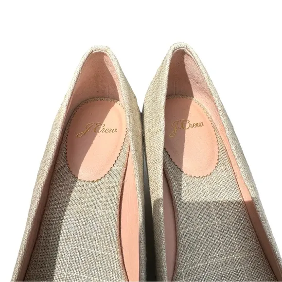J. Crew Seville Metallic Gold Canvas Wedge Leather Espadrille Shoes Women’s