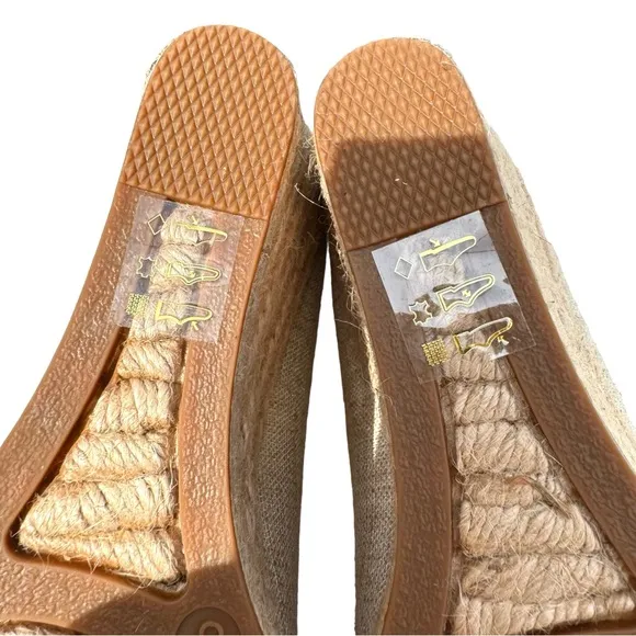 J. Crew Seville Metallic Gold Canvas Wedge Leather Espadrille Shoes Women’s
