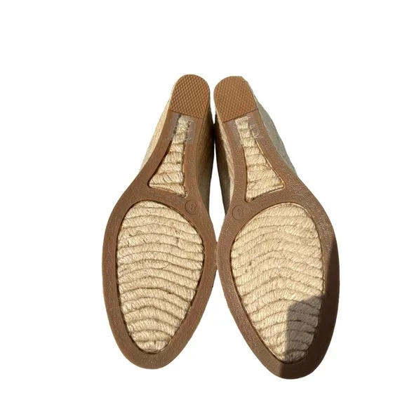 J. Crew Seville Metallic Gold Canvas Wedge Leather Espadrille Shoes Women’s