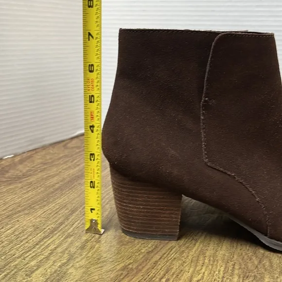 J. Jill Brown Suede Leather Ankle Boots Stacked Heel Brown Booties Size 11