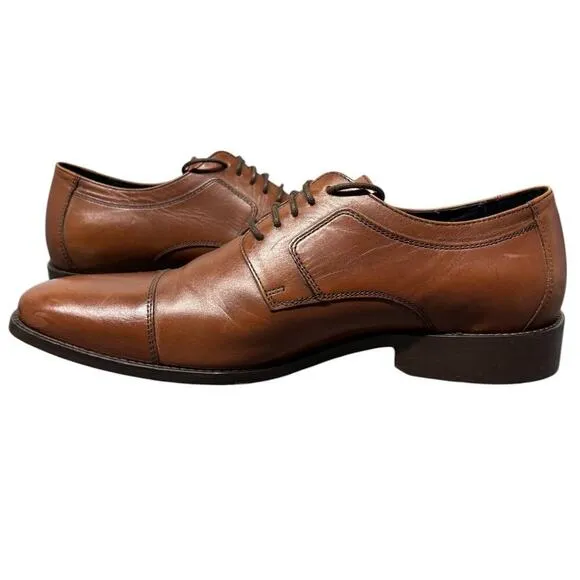 J. Murphy Johnston Murphy Novick Cap Toe Oxford Leather Shoes Cognac Size 11.5