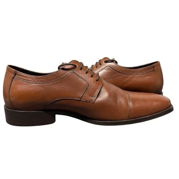 J. Murphy Johnston Murphy Novick Cap Toe Oxford Leather Shoes Cognac Size 11.5