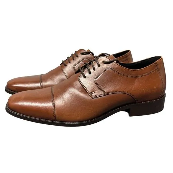 J. Murphy Johnston Murphy Novick Cap Toe Oxford Leather Shoes Cognac Size 11.5