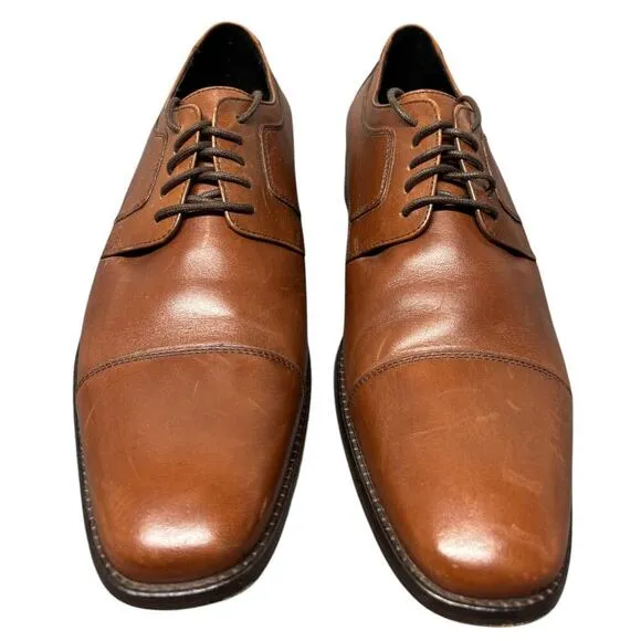 J. Murphy Johnston Murphy Novick Cap Toe Oxford Leather Shoes Cognac Size 11.5