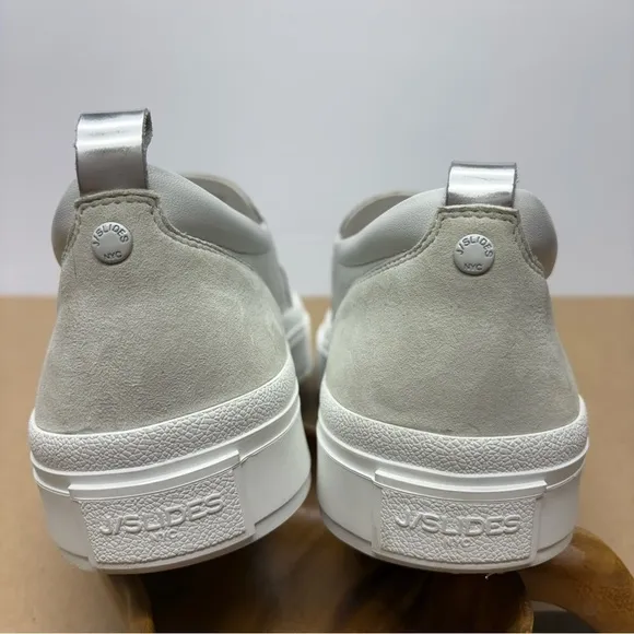 J Slides GIA, White Leather Shoes, J Slides Slip Ons Size 10 NWOT