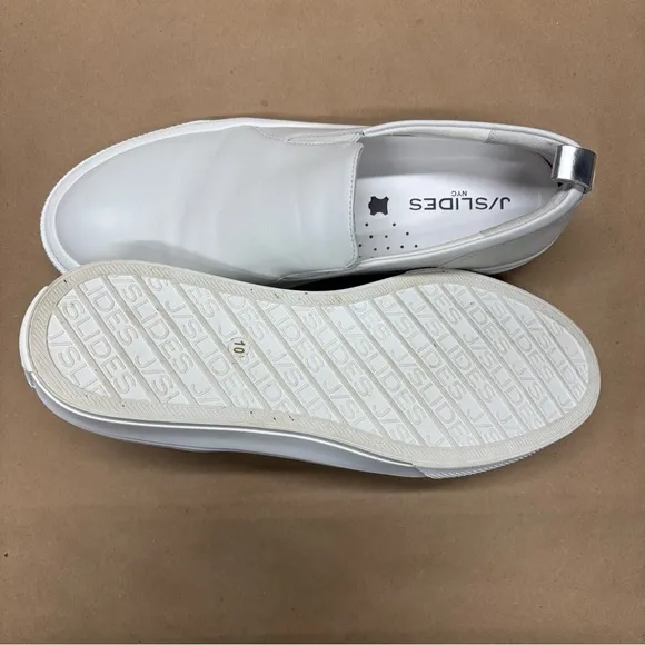 J Slides GIA, White Leather Shoes, J Slides Slip Ons Size 10 NWOT