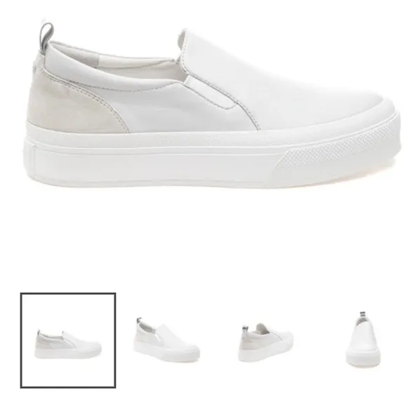 J Slides GIA, White Leather Shoes, J Slides Slip Ons Size 10 NWOT