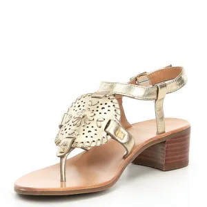 JACK ROGERS Gold Leather Heeled Sandals