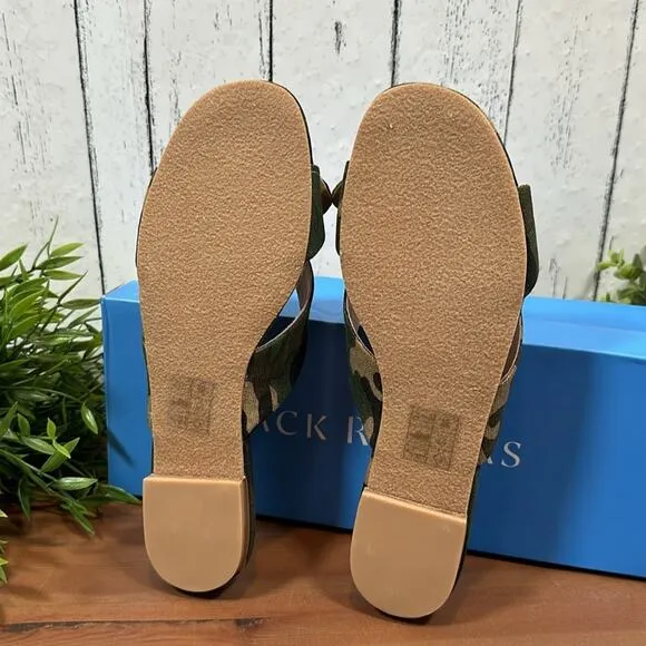 Jack Rogers Tilly Camo Crossband Bow Slide Sandals Size 6