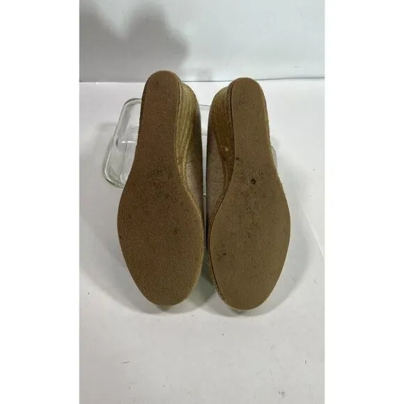 Jack Rogers Palmer Closed Toe Canvas Espadrille Wedge Size 9 Gold Tan