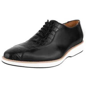 Jacob Small Croco Texture Casual Oxford Dress Shoes