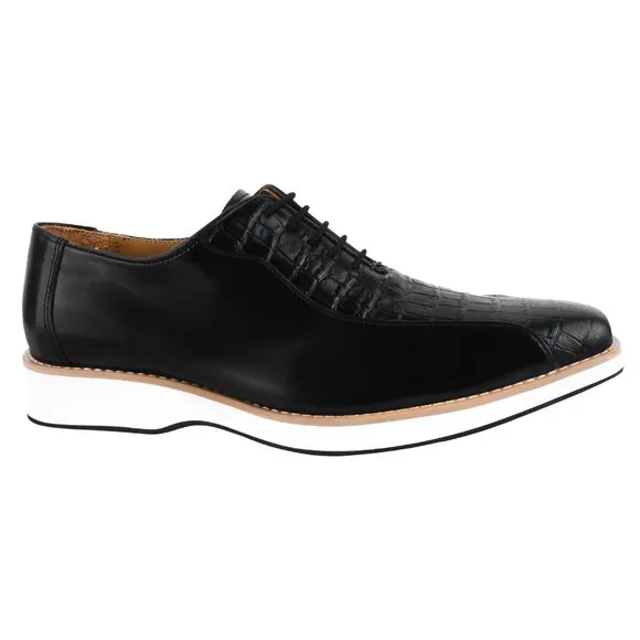 Jacob Small Croco Texture Casual Oxford Dress Shoes