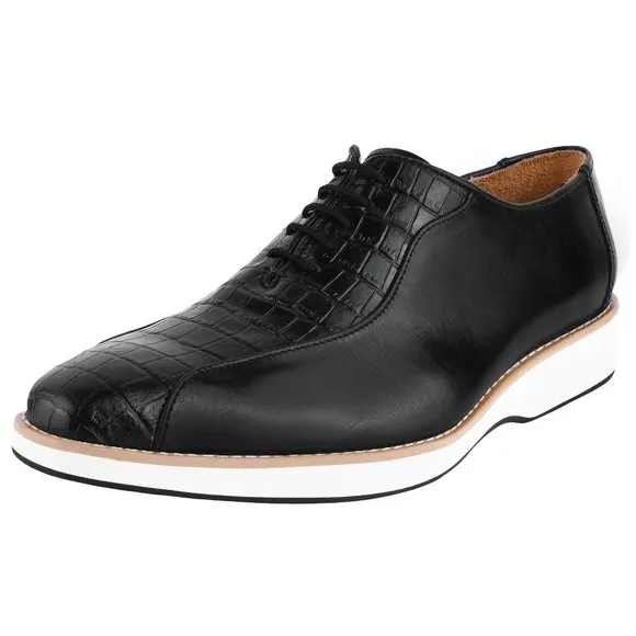 Jacob Small Croco Texture Casual Oxford Dress Shoes
