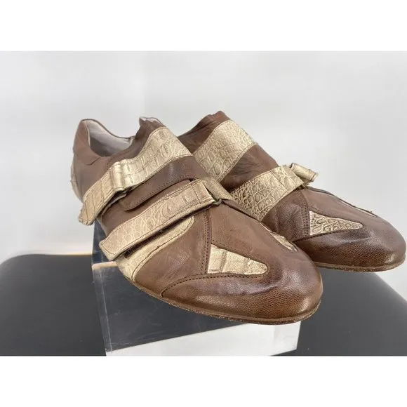 Jacob’s Velcr-o Strap-ons Bicolor Leather Shoes Hand Made In Italy Size 43 (F2)