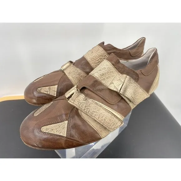 Jacob’s Velcr-o Strap-ons Bicolor Leather Shoes Hand Made In Italy Size 43 (F2)