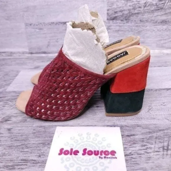 Jaggar Revolve Touchstone Suede Mule Sandal Berry Red Green sz 38 Women's 8 NEW