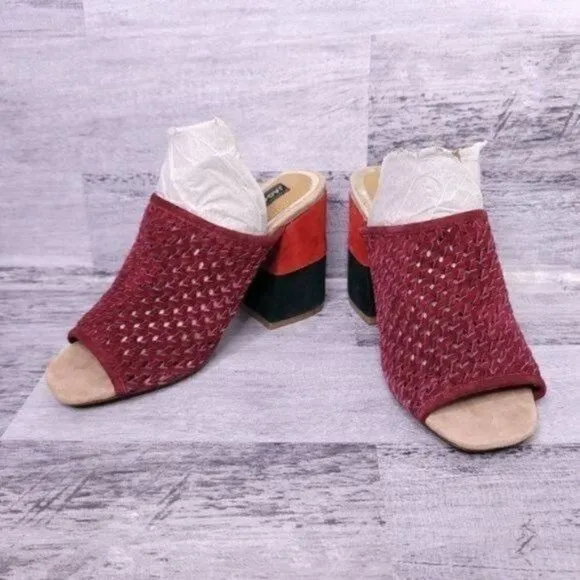 Jaggar Revolve Touchstone Suede Mule Sandal Berry Red Green sz 38 Women's 8 NEW