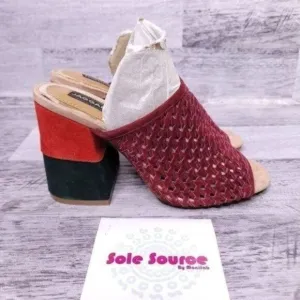 Jaggar Revolve Touchstone Suede Mule Sandal Berry Red Green sz 38 Women's 8 NEW